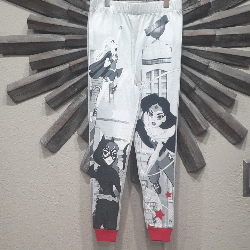 Superhero Graphic Pajama Bottoms with Red Accents